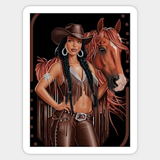 Black Cowgirl Derby Horse Graphic Sticker